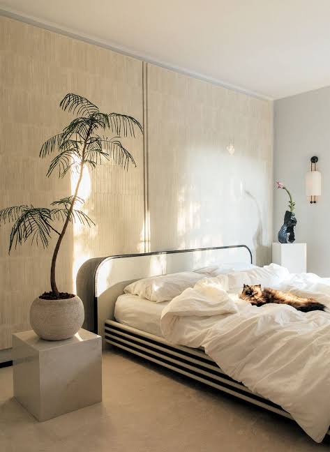Panelled and tampered futuristic 6-by-6 bedframe