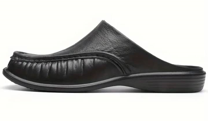 Black half-cut stylish shoe.