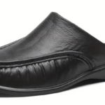Black half-cut stylish shoe.
