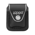 Zippo Black Leather Lighter Pouch With Clip Lpcbk