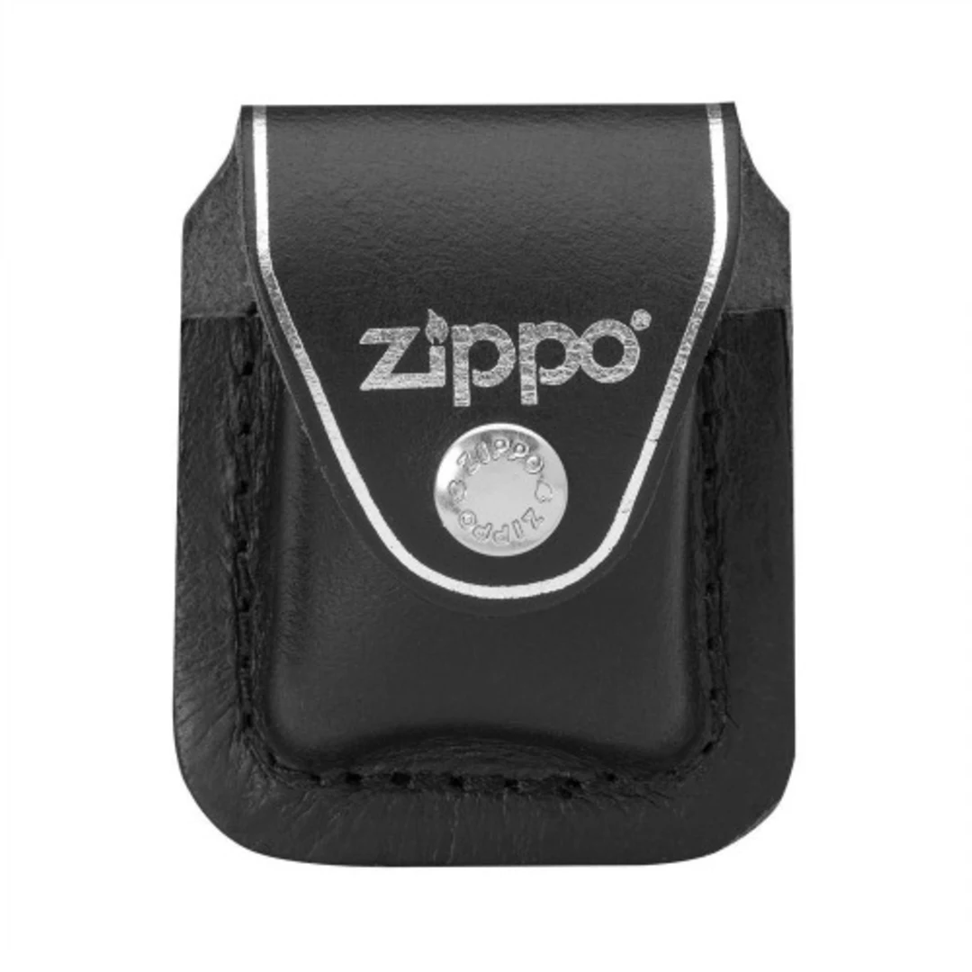 Zippo Black Leather Lighter Pouch With Clip Lpcbk