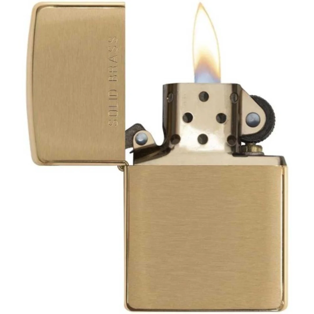 Zippo 204 Solid Brushed Brass Zippo Lighter