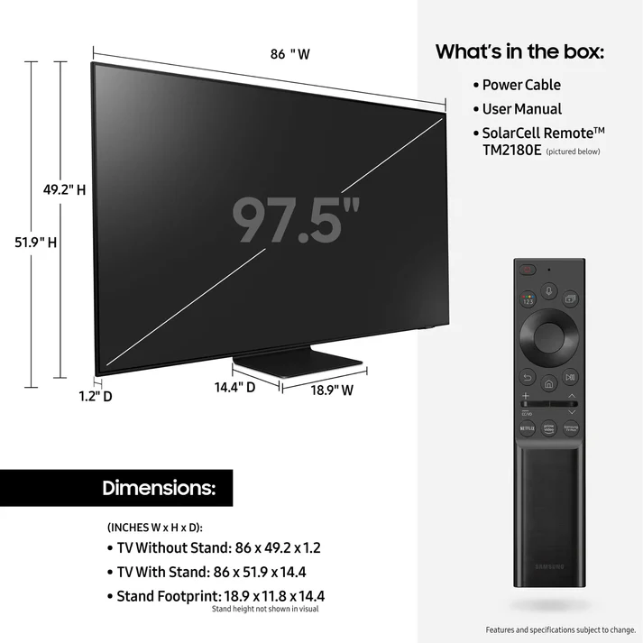 Samsung 98 Inches – Neo QLED 4K QLED Smart TV Ultra Viewing Angle ,Q-Symphony A QA98QN90AAUXZN