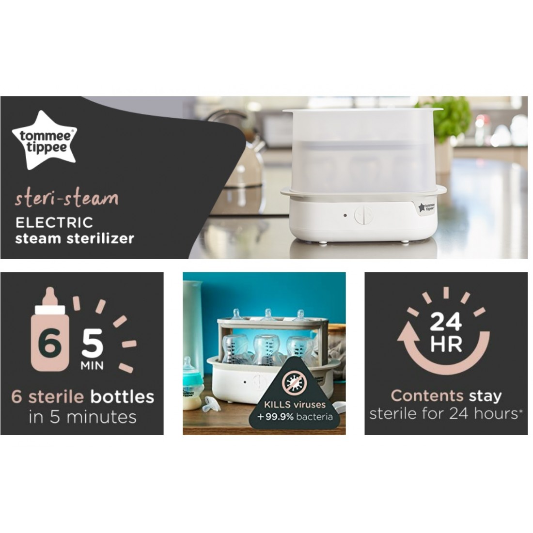 Tommee Tippee Advanced Steam Electric Sterilizer for Baby Bottles