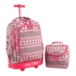 Setbeamer Rolling Backpack With Lunch Bag (18 Inch) – Skandi Pink