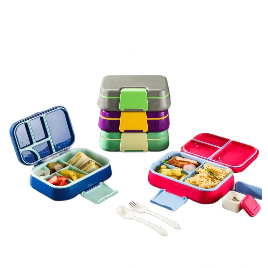 Bento Lunchbox with Spoon and Fork Set