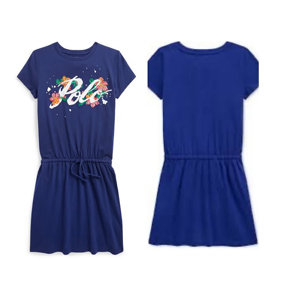 Big Girl’s Logo Cotton Jersey T-shirt Dress – Blue