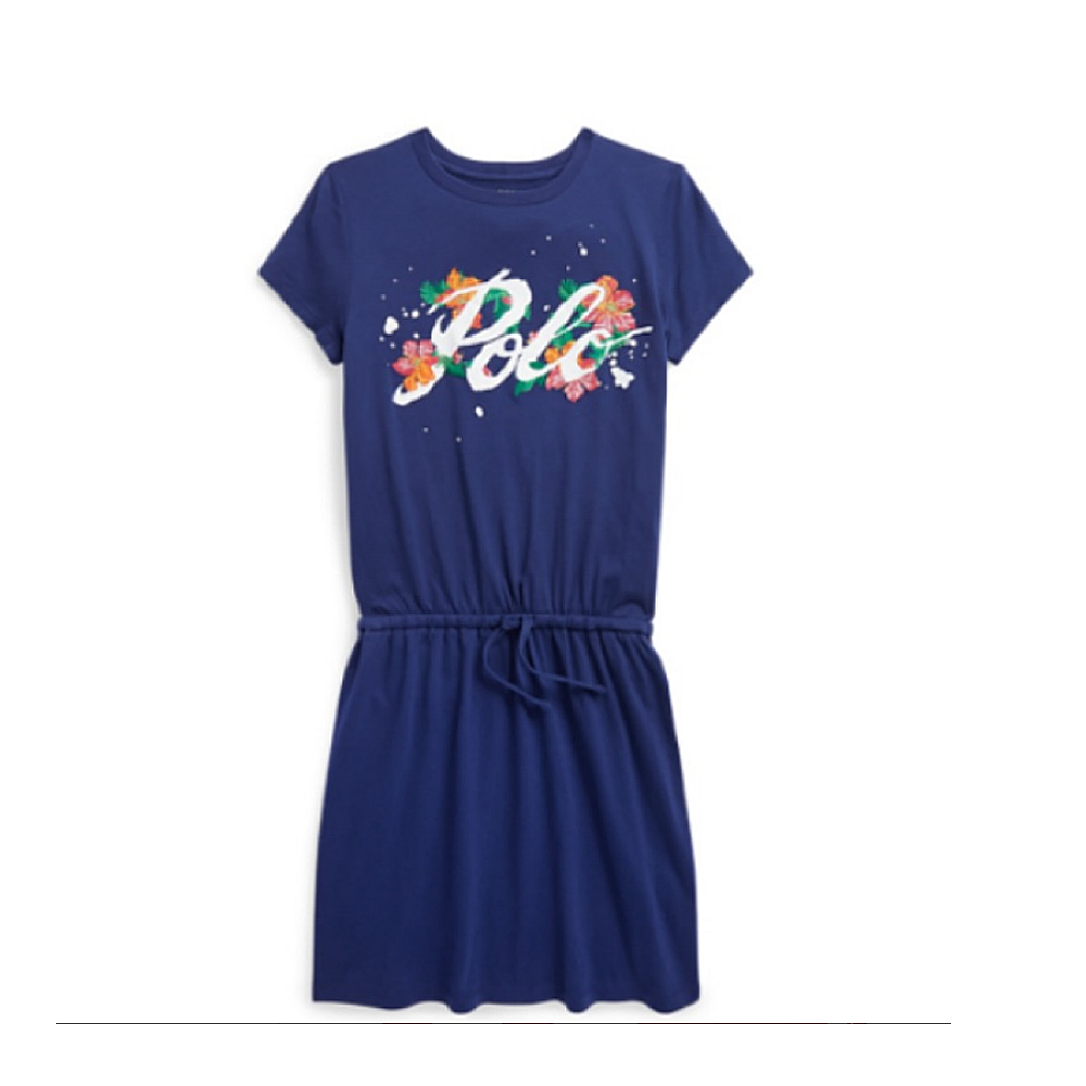 Big Girl’s Logo Cotton Jersey T-shirt Dress – Blue
