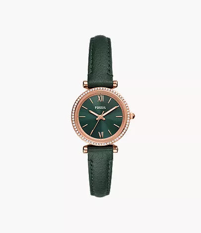 Fossil  Carlie Three-Hand Green LiteHide™ Leather Watch