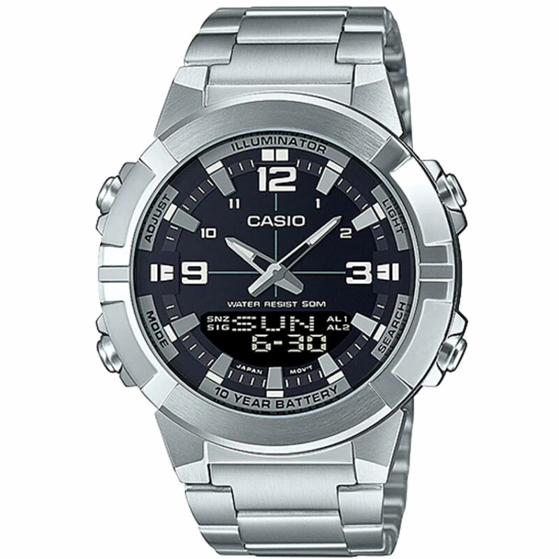 Casio AMW-870D-1AVDF Men’s Analog-Digital Stainless Steel Medium Watch