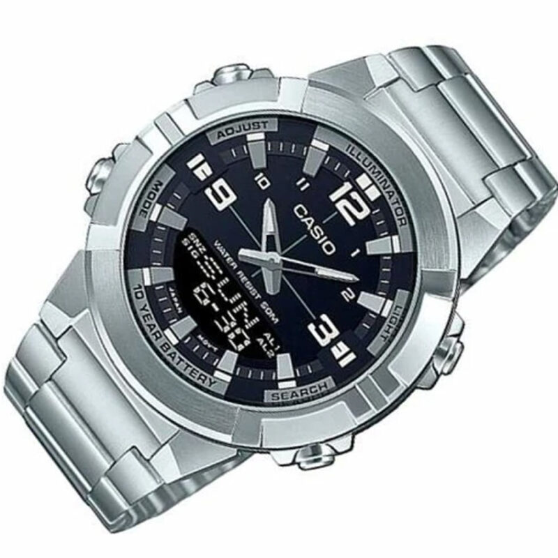 Casio AMW-870D-1AVDF Men’s Analog-Digital Stainless Steel Medium Watch