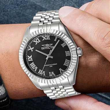 Invicta INV47396 Men’s Specialty Quartz Stainless Steel Case Black Dial Stainless Steel Bracelet Watch