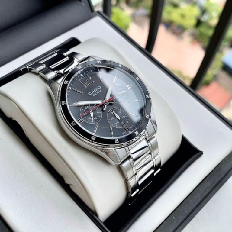 Casio MTP‑1374D‑1AVDF Men’s Enticer Black Dial Stainless Steal Watch