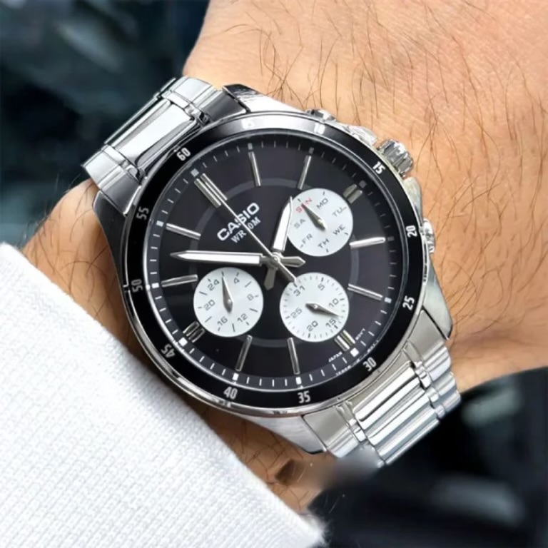 Casio MTP‑1374D‑1A3VDF Men’s Enticer Black Dial Stainless Steal Watch