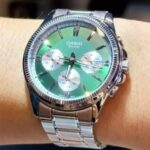 Casio MTP‑1375D‑3AVDF Men’s Enticer Green Dial Stainless Steal Watch