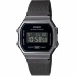 Casio A168WEMB-1BDF Unisex Black Stainless Steel Mesh Bracelet Watch