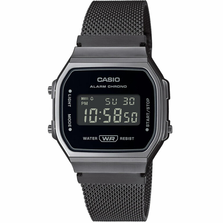 Casio A168WEMB-1BDF Unisex Black Stainless Steel Mesh Bracelet Watch
