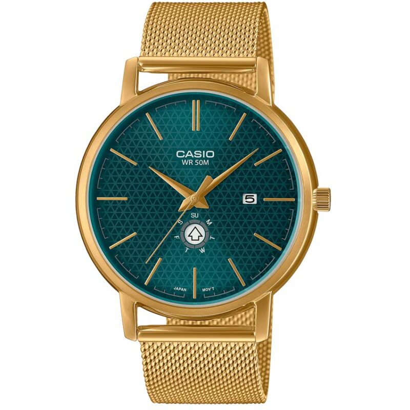 Casio MTP-B125MG-3AVDF Men’s Green Dial Gold Mesh Bracelet Watch