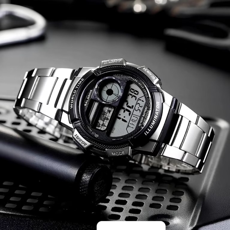 Casio AE1000WD-1AV Men’s Silver-Tone Digital Watch