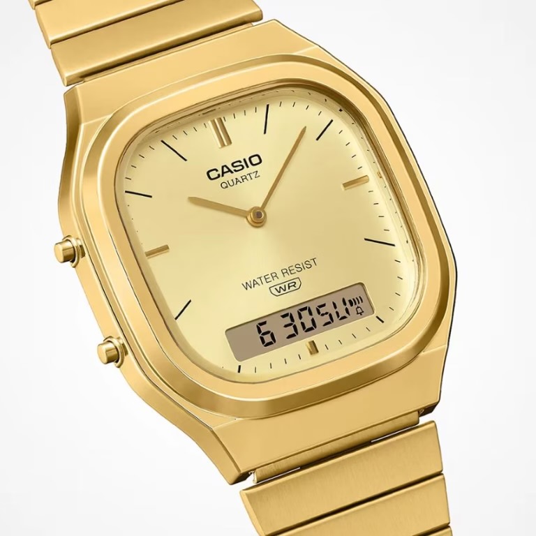 Casio AQ-240EG-9ADF Men’s Gold-Tone Analog-Digital Retro Dual-Time Watch