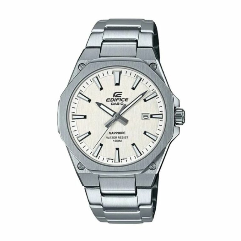 Casio EFR-S108D-7AVUDF MEN’S Edifice White Dial Stainless Steel Bracelet Watch