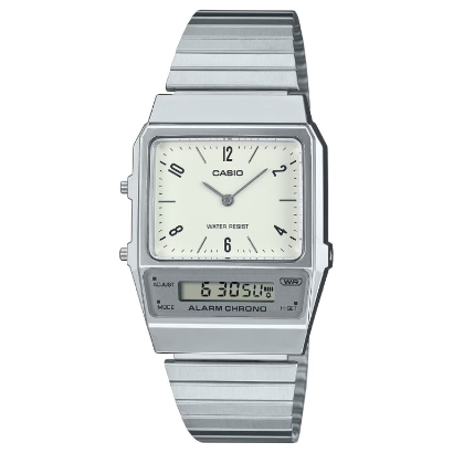 Casio AQ-800E-7A2 Men’s Vintage Analog-Digital Stainless Steel Watch