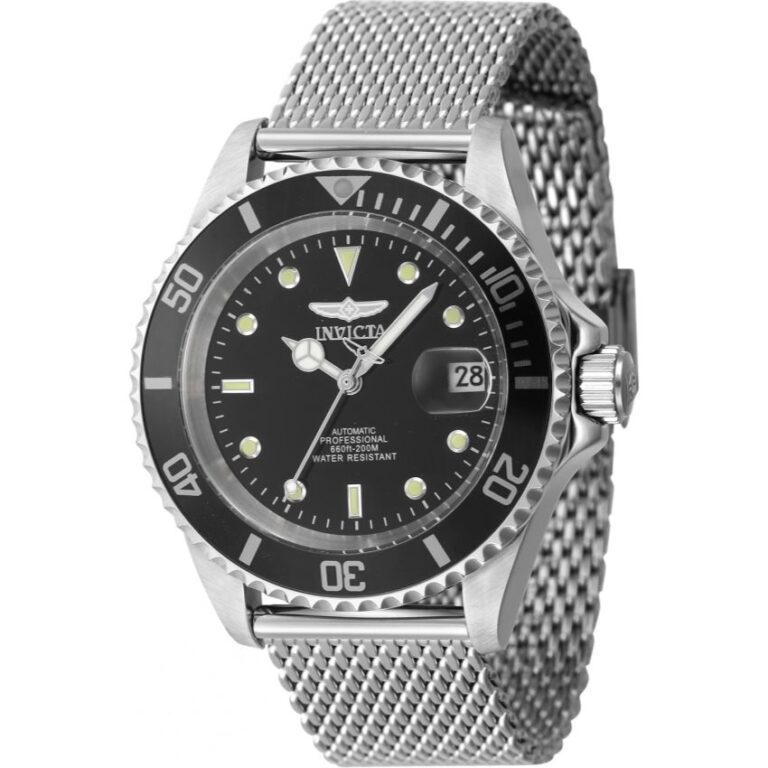 Invicta 47720 Men’s Pro Diver Automatic Black Dial Mesh Bracelet Watch