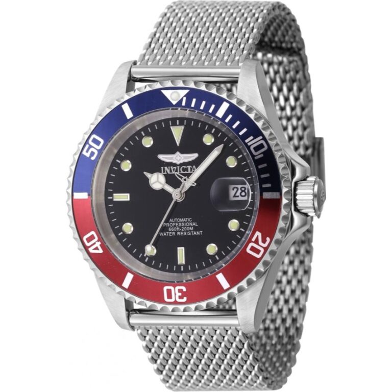 Invicta 47721 Men’s Pro Diver Automatic Blue/Red Bezel Mesh Bracelet Watch