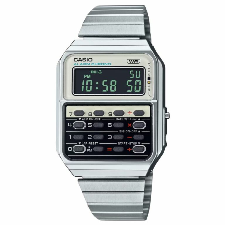 Casio CA-500WE-7BDF Men’s Calculator Watch With Stainless Steel Strap