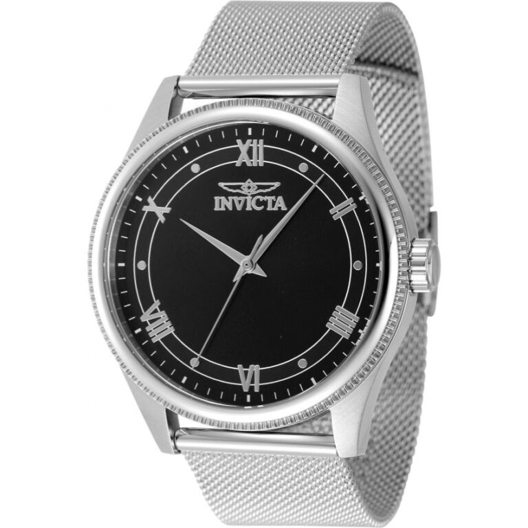 Invicta INV48479 Men’s Celestial Quartz Black Dial Stainless Steel Mesh Bracelet Watch