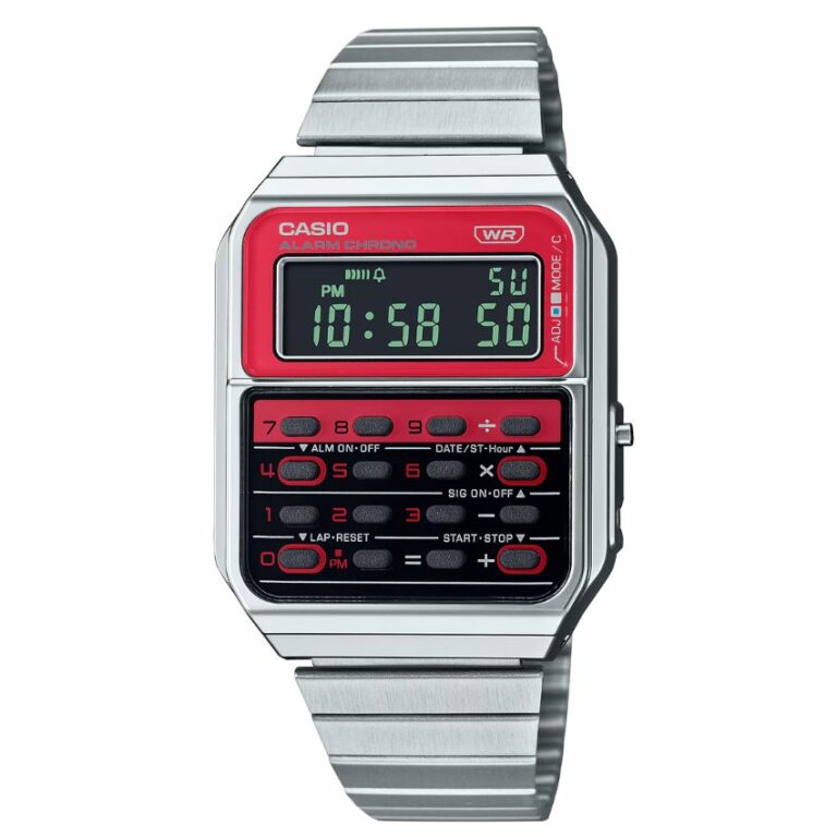 Casio CA-500WE-4BDF Men’s Calculator Watch With Stainless Steel Strap