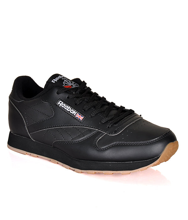 Reebok Classic Leather Black Gum Sole Casual Mens Sneakers