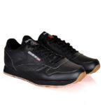 Reebok Classic Leather Black Gum Sole Casual Mens Sneakers