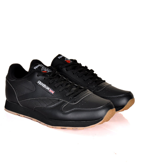 Reebok Classic Leather Black Gum Sole Casual Mens Sneakers