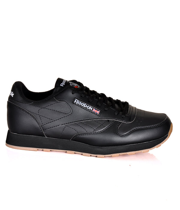 Reebok Classic Leather Black Gum Sole Casual Mens Sneakers