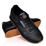 Reebok Classic Leather Black Gum Sole Casual Mens Sneakers
