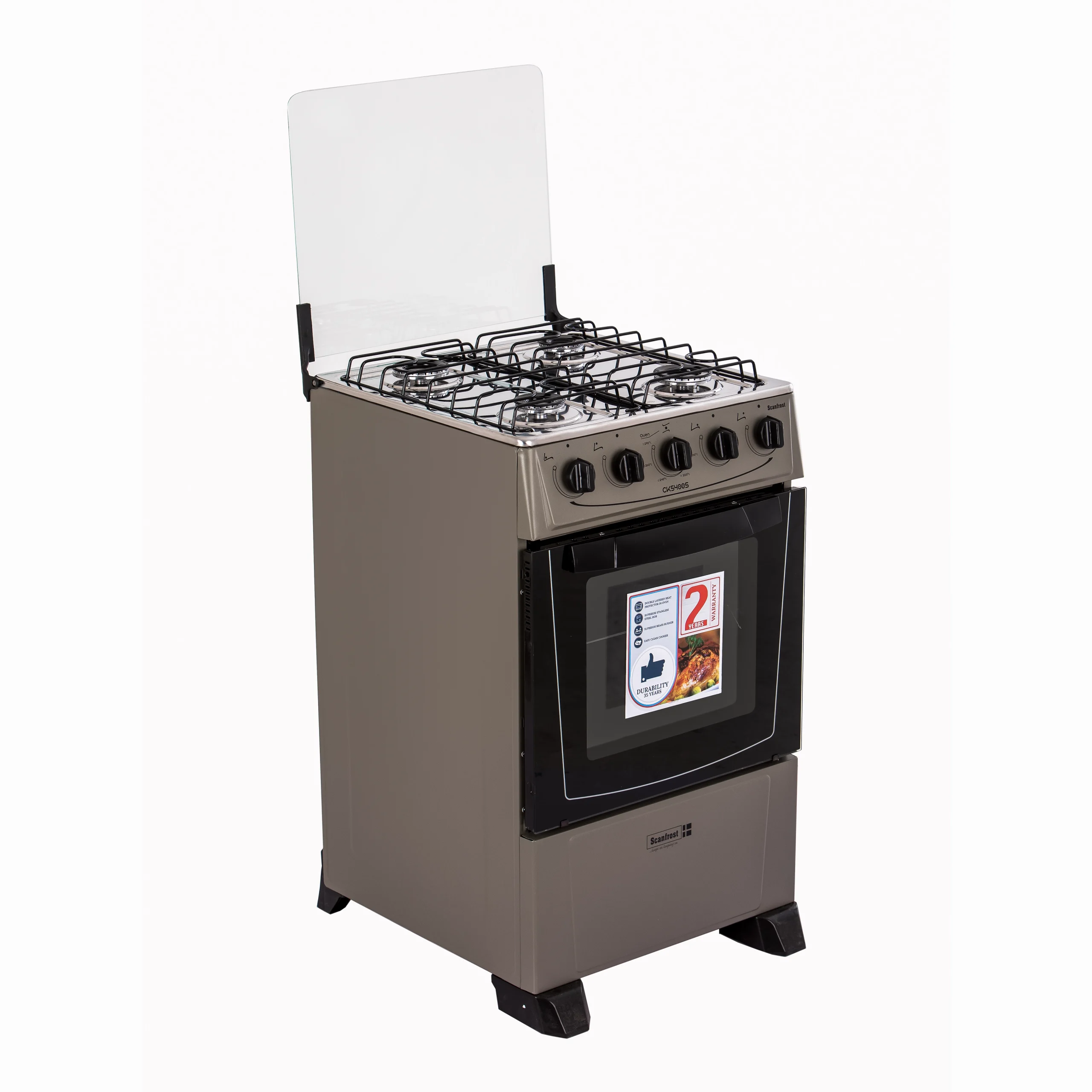 CK 5400NG Inox & Black 50 x 55 CM Gas cooker