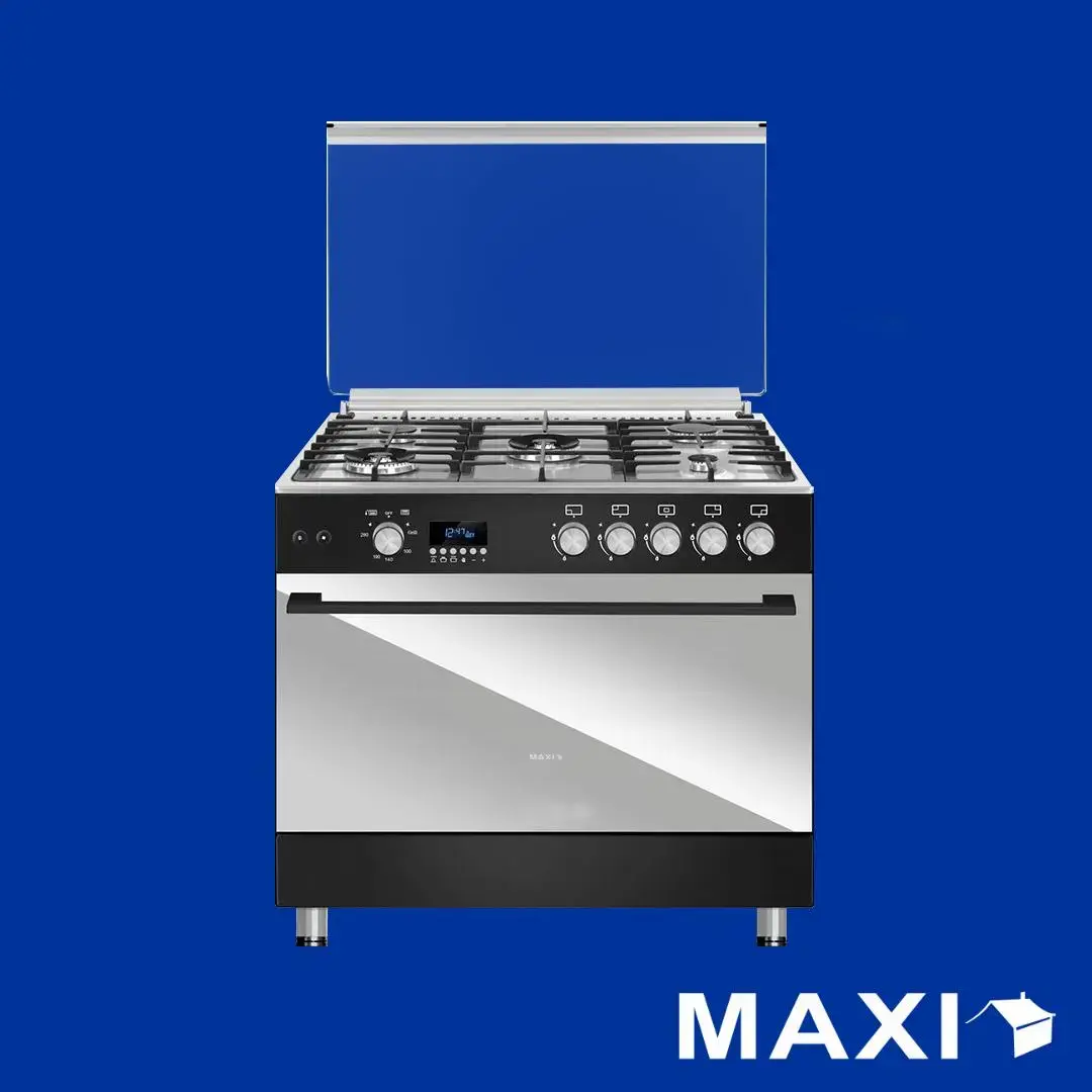 Maxi Gas Cooker 60×90 CM (5) Burners Shine Line Black & Inox (FK962DSP)