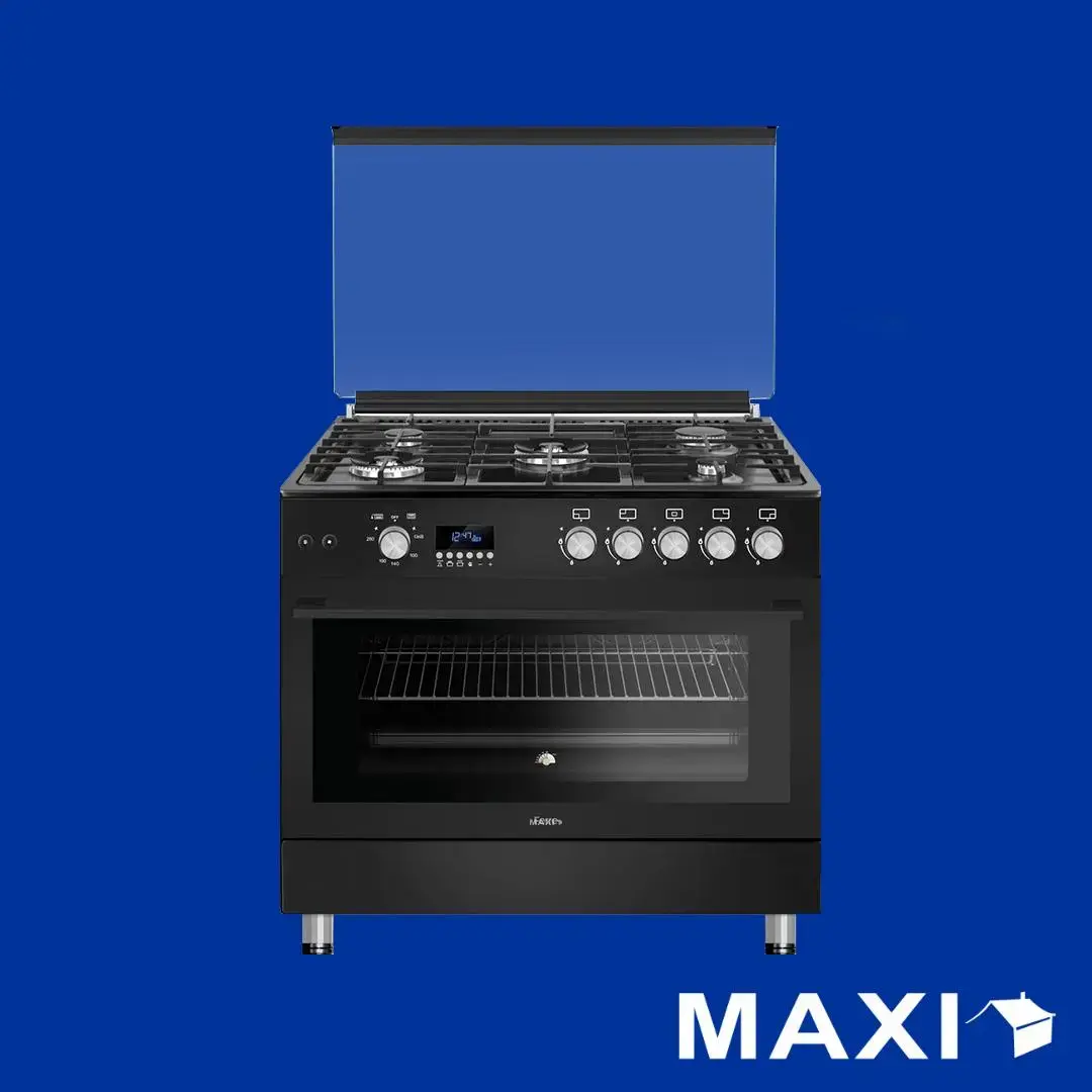 Maxi Gas Cooker 60×90 CM (5) Burners Shine Line Black Matte (FK962DBB)
