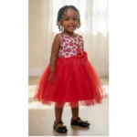 Red Damask Sleeveless Dress