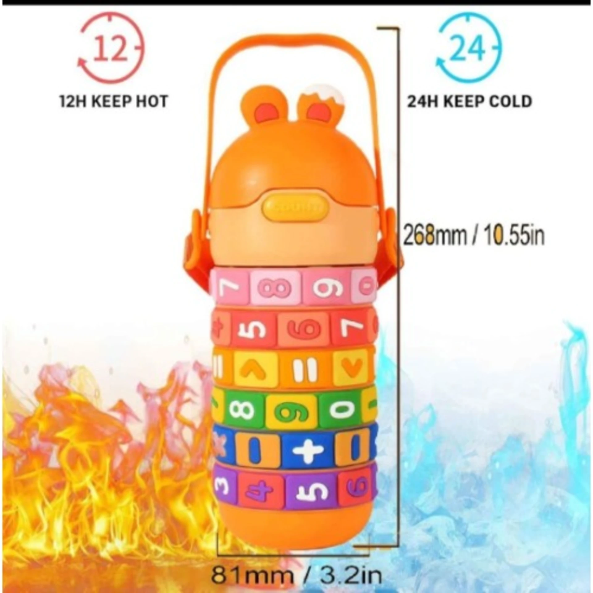 Spin Fun Insulated Mathematics Vacuum Kids Water Bottle -orange Colour