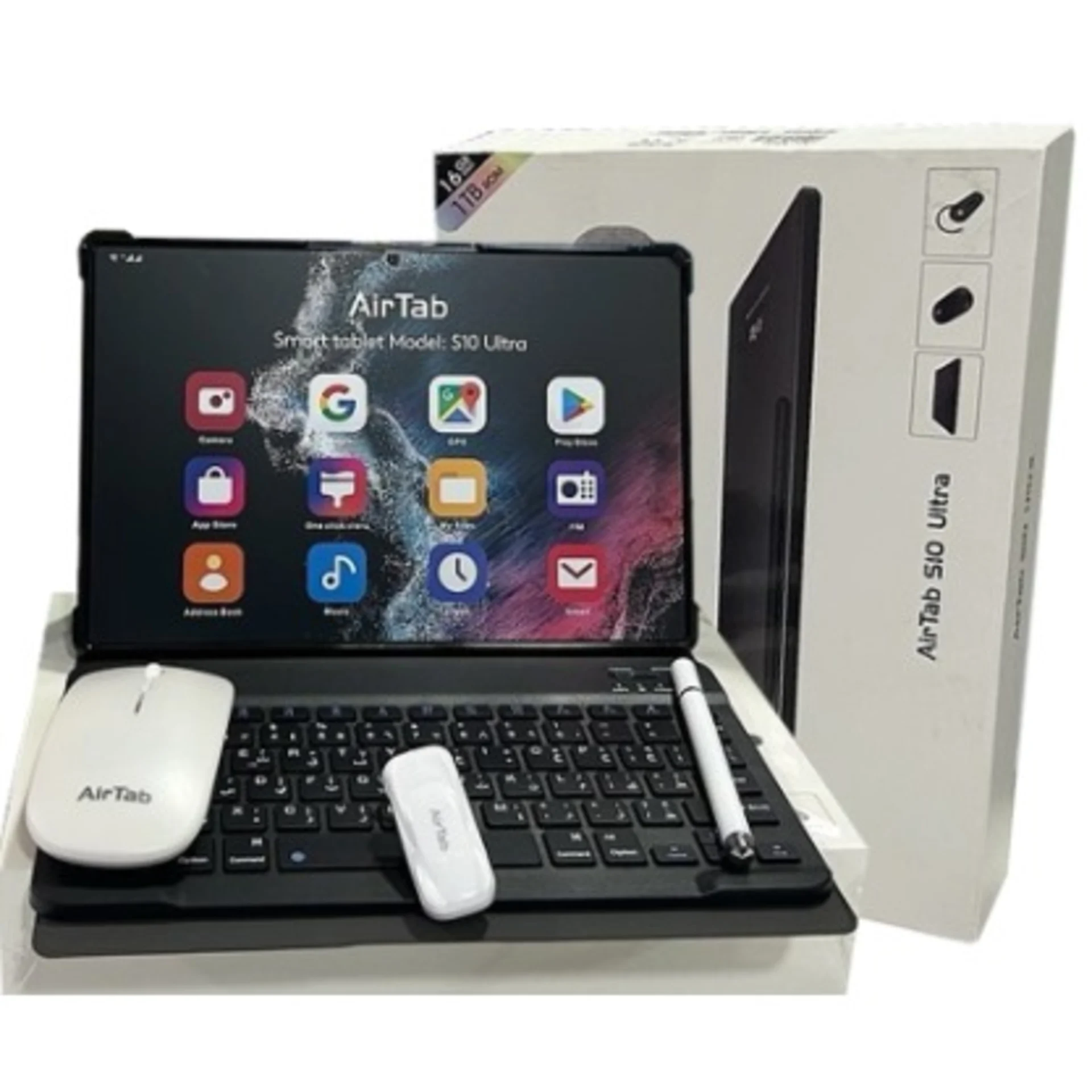 AirTab S10 Ultra 5G Tablet with Keyboard – 10.1″ – 1TB ROM – 16GB RAM – Dual SIM – 10000mAh
