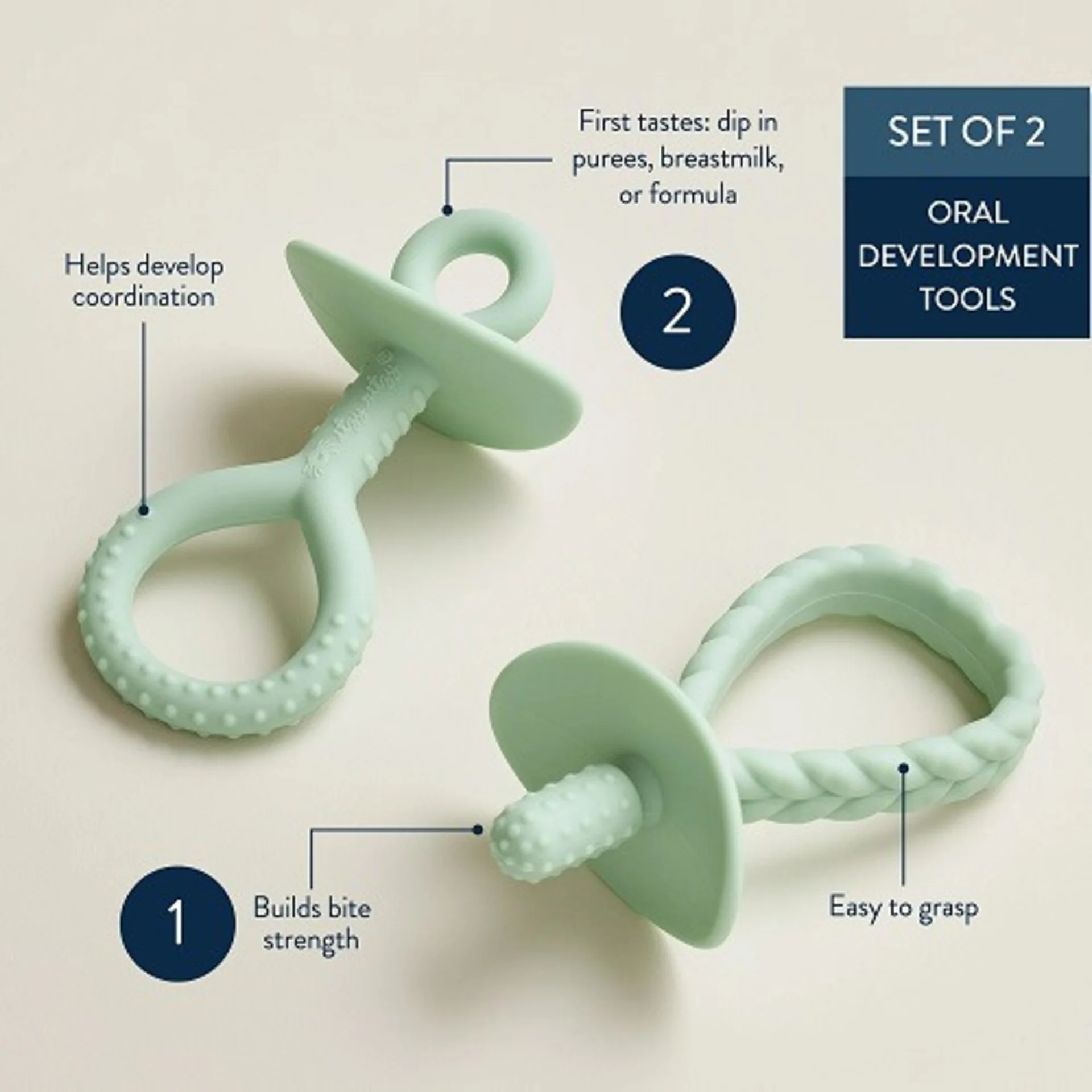 Itzy Ritzy 2pk Pre-feeding Teether Tools – Mint Green