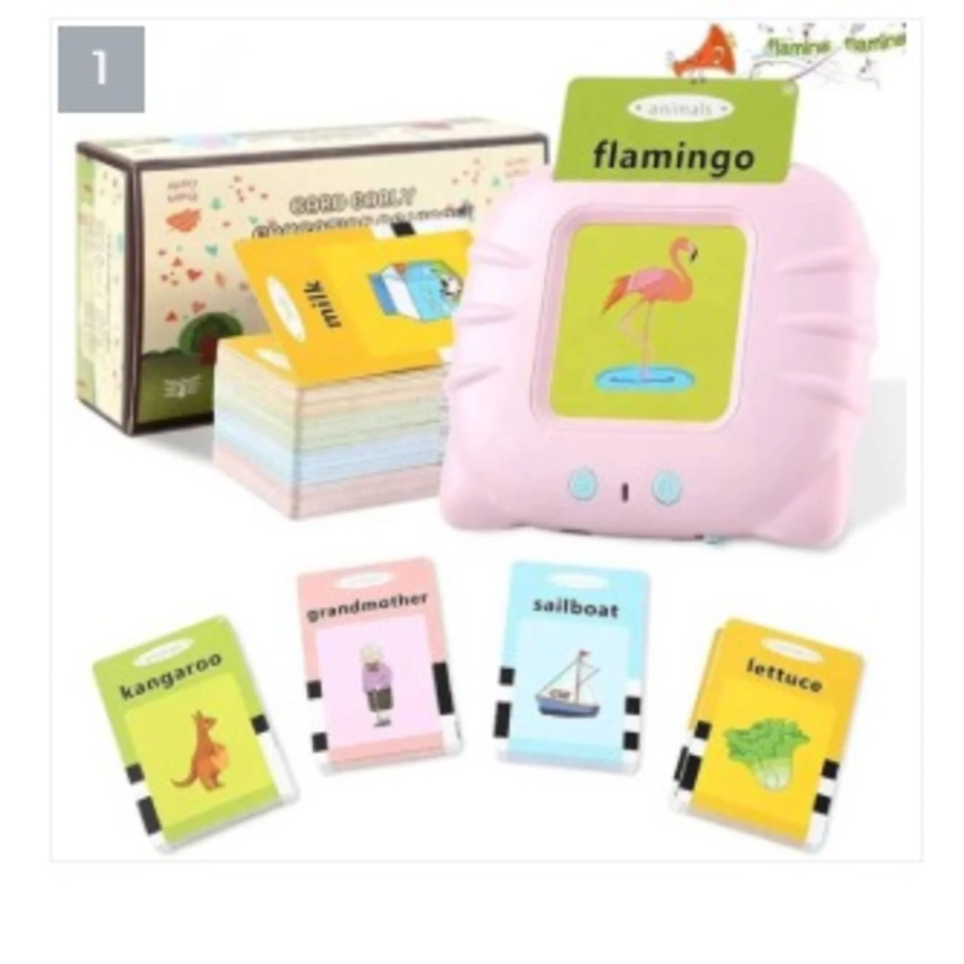 Kiddies Early Education Interactive Home Learning Teaching Flash Talking Card -pink