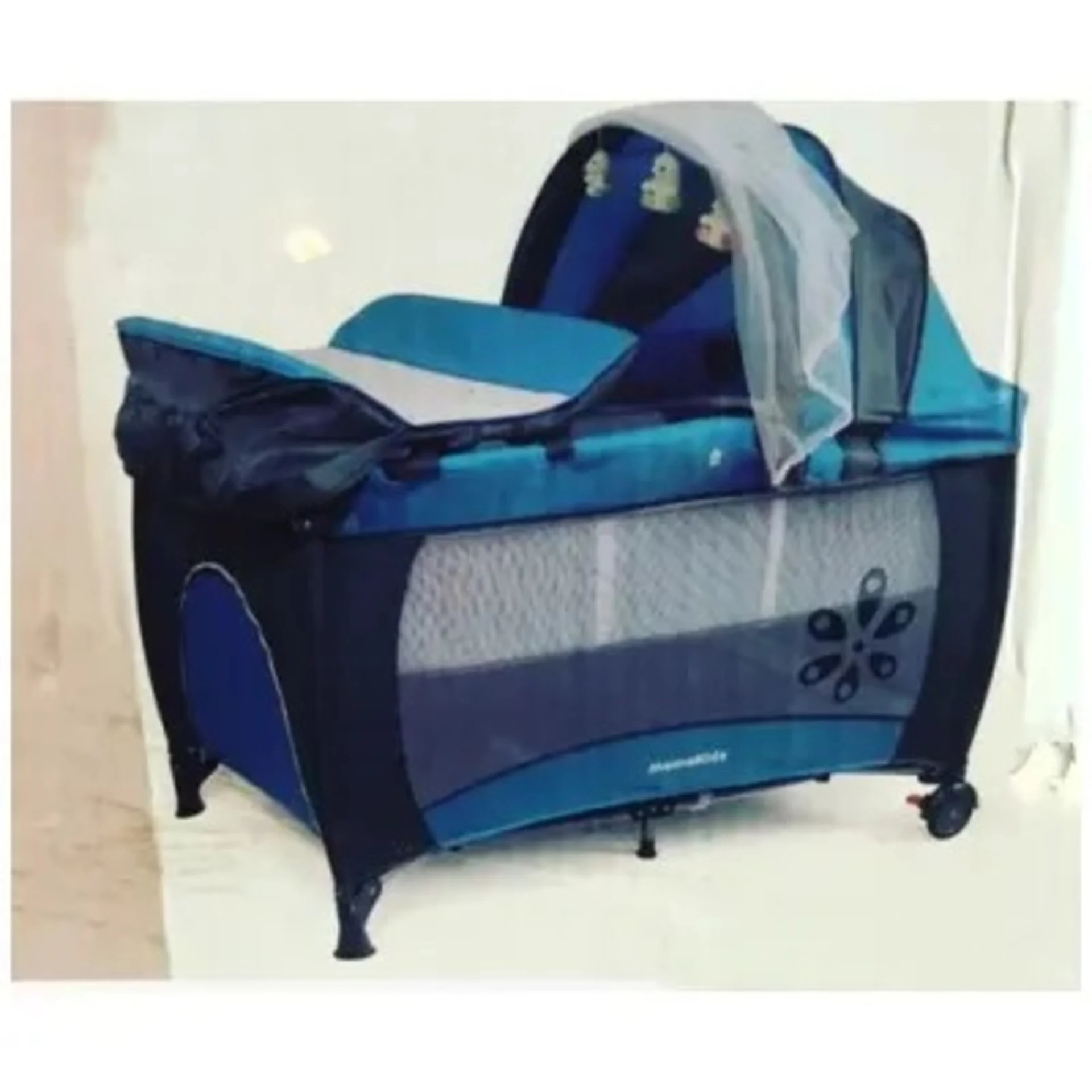 Mama Kids Foldable Yard Bed Cot With Canopy