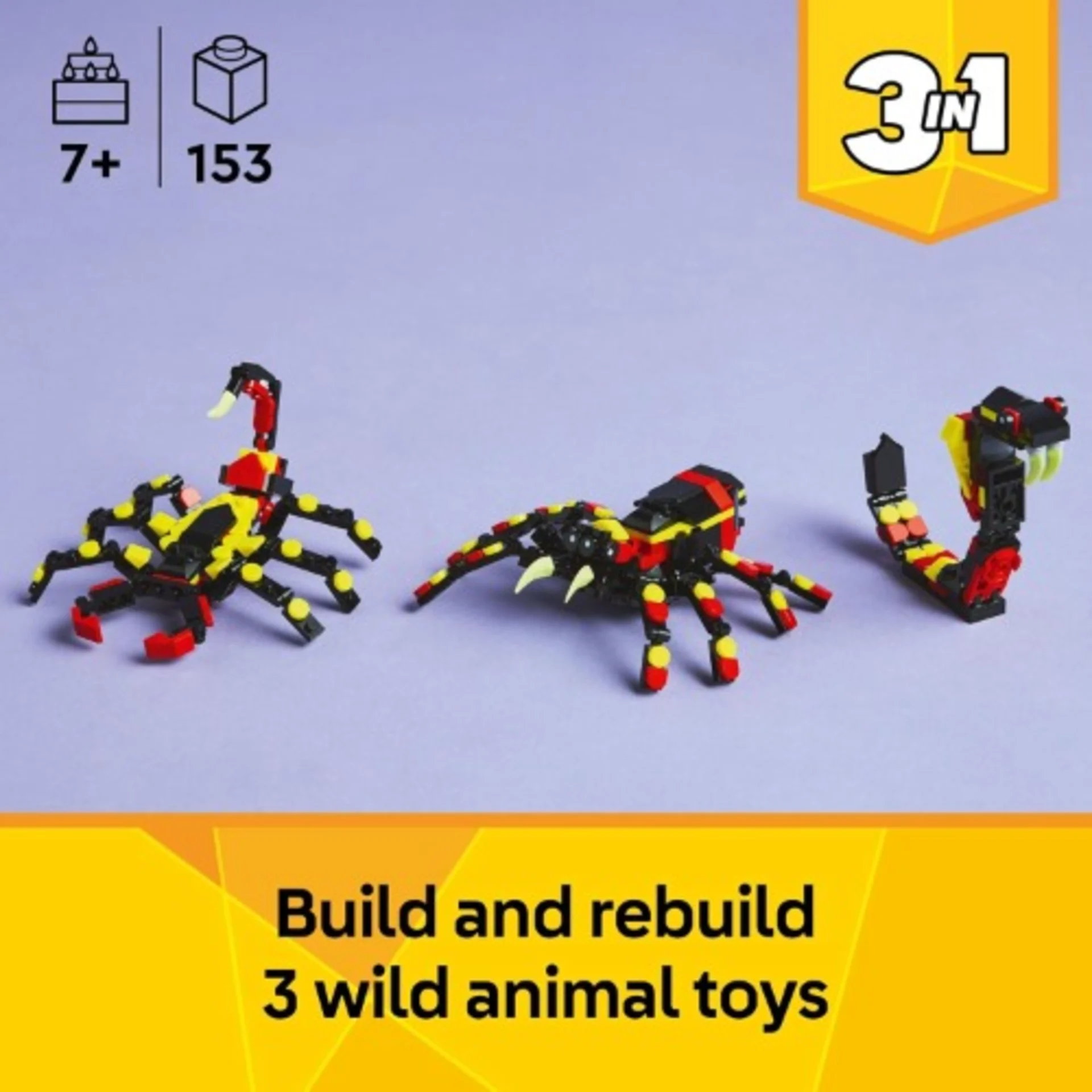 LEGO Creator 3 In 1 Wild Animals 31159 Surprising Spider Toy – 153 Pieces