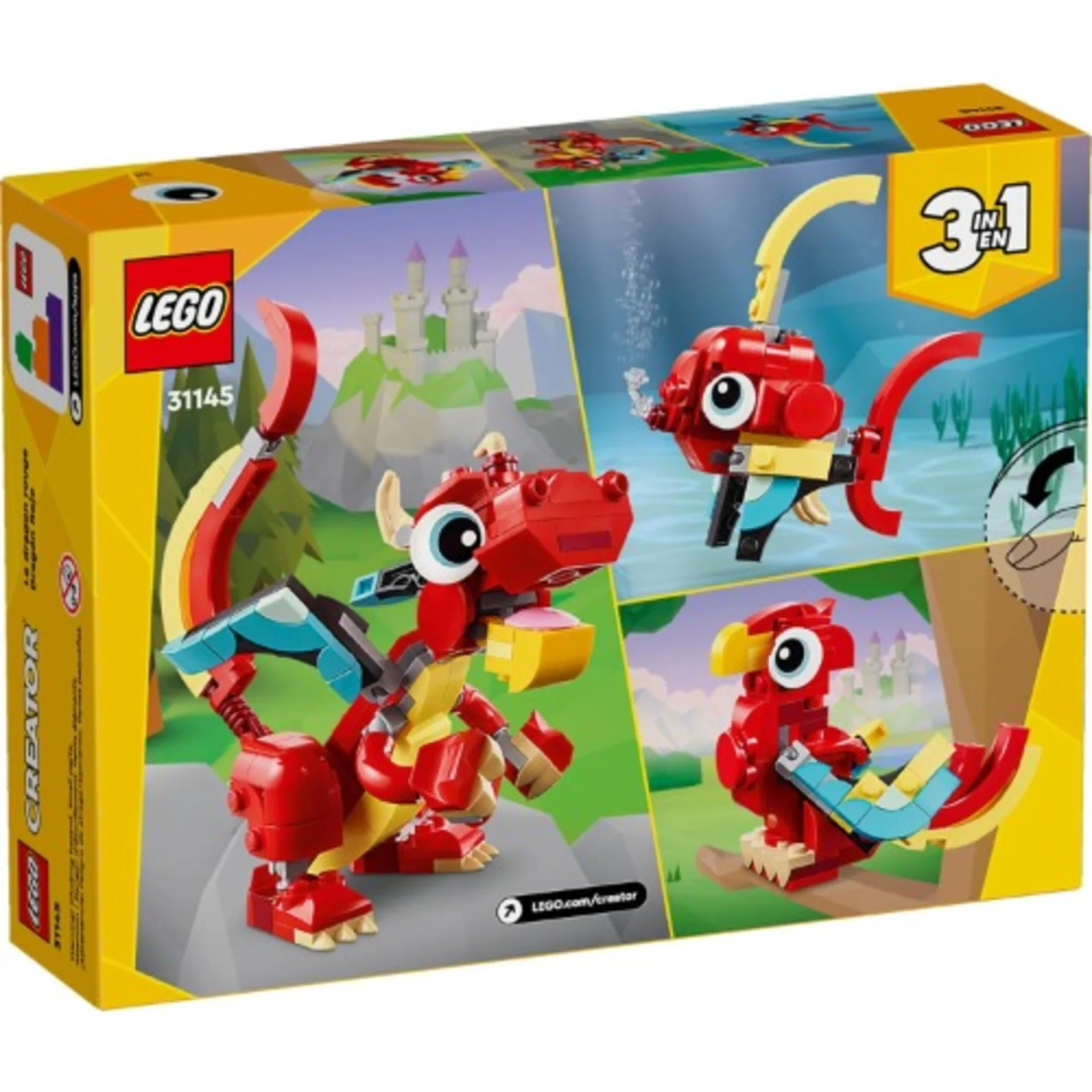 LEGO Creator 3-in-1 Red Dragon 31145 Toy – 149 Pieces