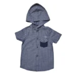 Boys’ Short Sleeve Hoodie Shirt – Blue Stripe