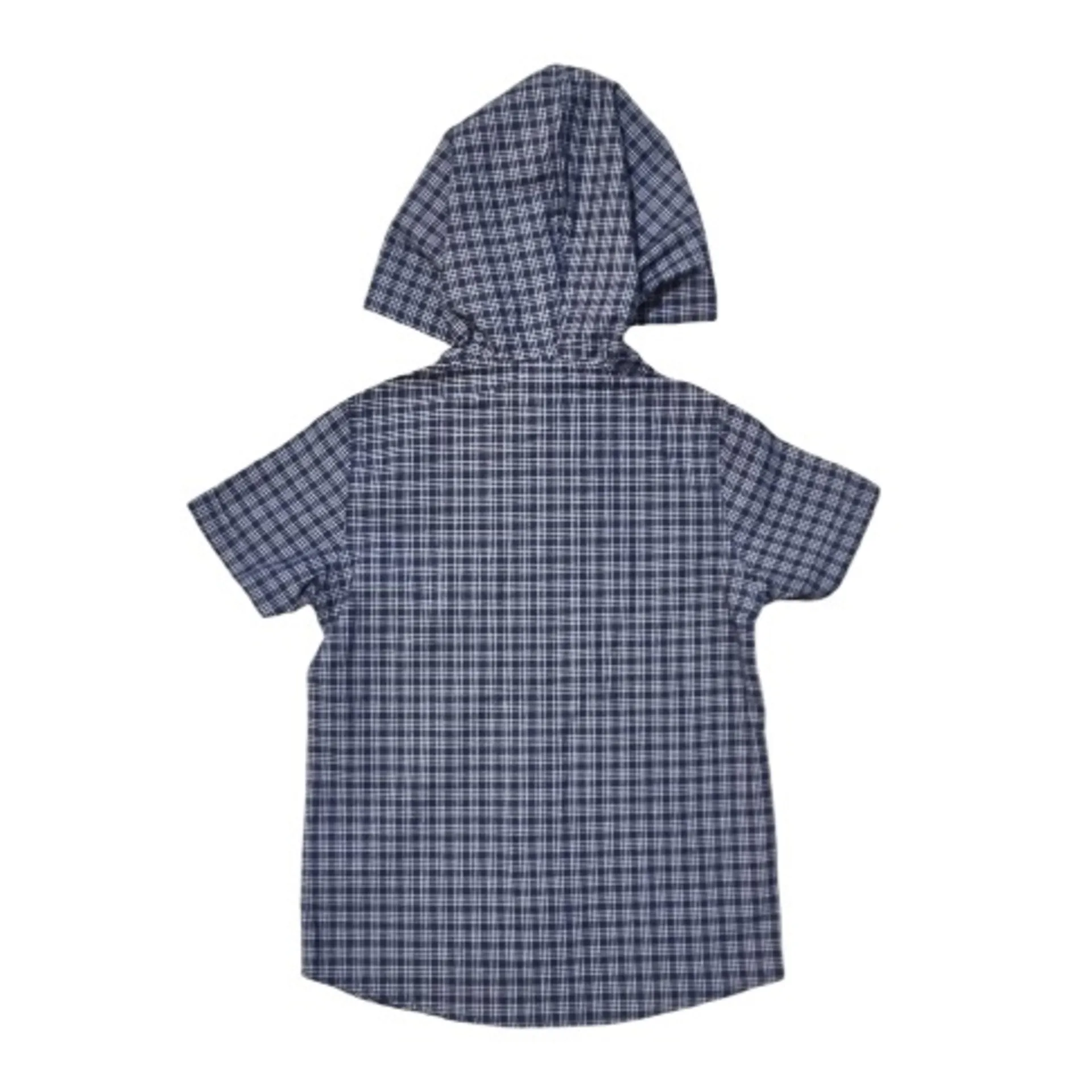 Boys’ Short Sleeve Hoodie Shirt – Blue Stripe
