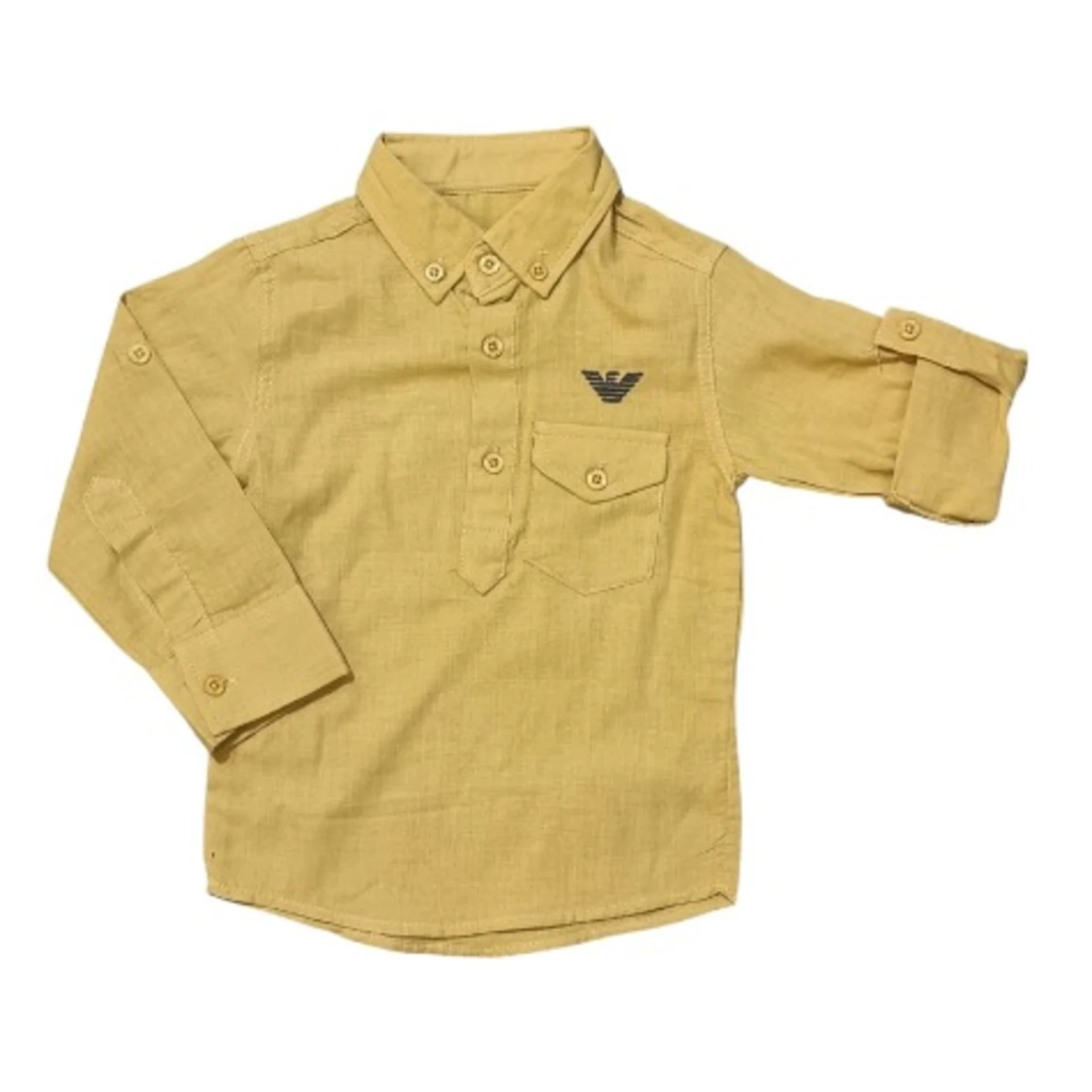 Armani Shirt With Reversible Sleeves & Band Neck – Yellow